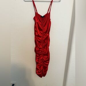 Elegant Red Ruched Dress